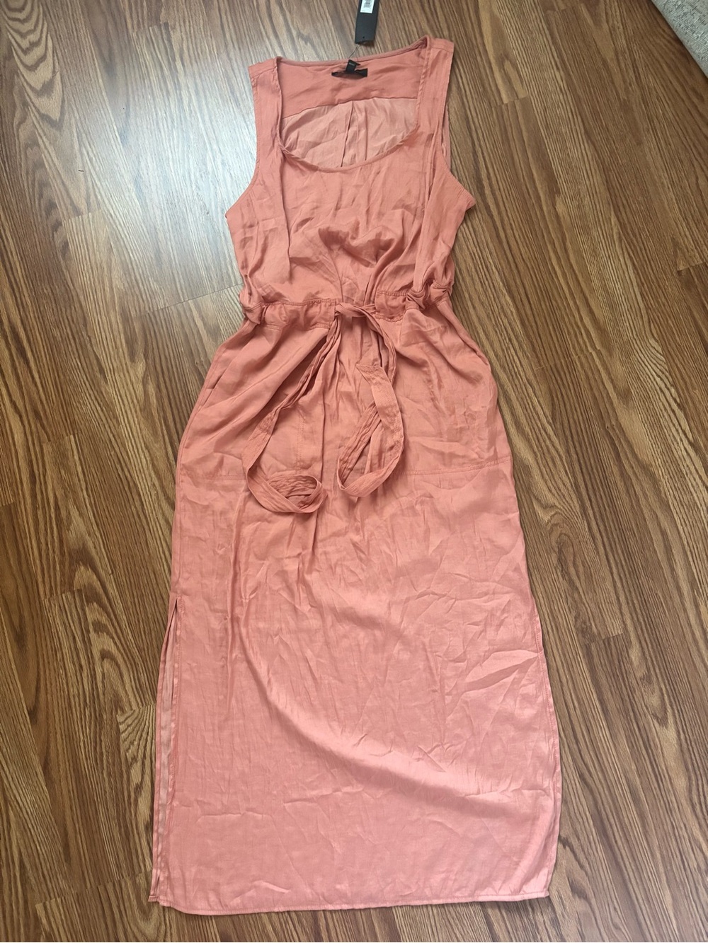 Banana Republic Sleeveless Tie-Waist Midi Dress in Coral